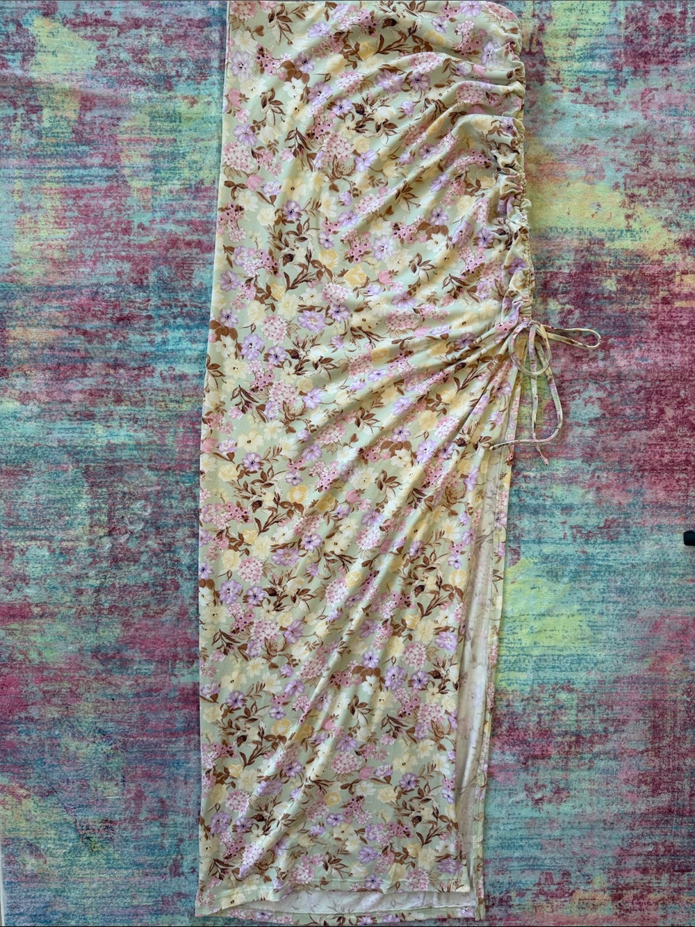 Haute monde floral high slit maxi skirt